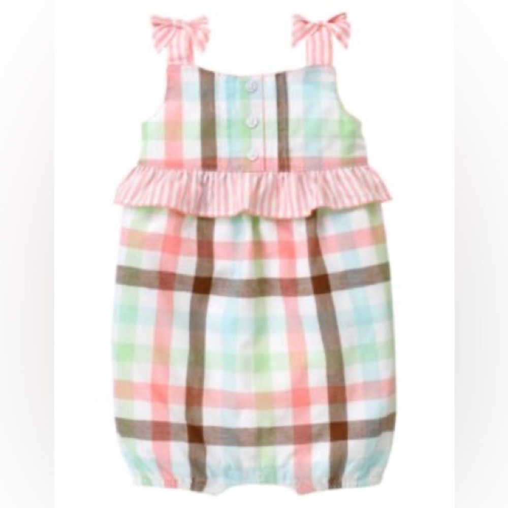 Janie and Jack Ice Cream Social Romper Bubble Onesie 18-24mo snap button plaid